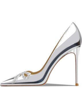 Women's Silver Pointed Butterfly Decoration Shallow Party Work Modernity Heels